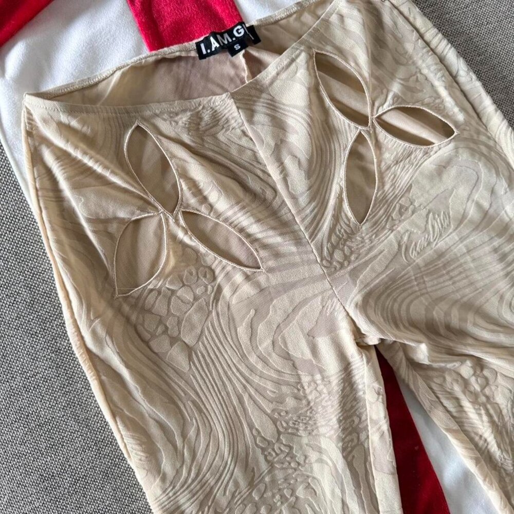 I.AM.GIA Tan Pants with cut out detail Size Small Like New